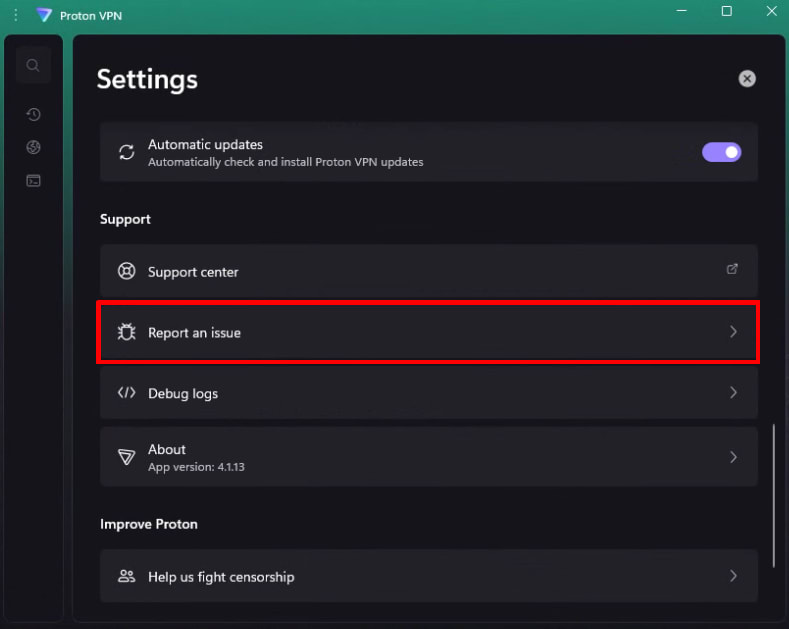 How to report an issue on Windows 1